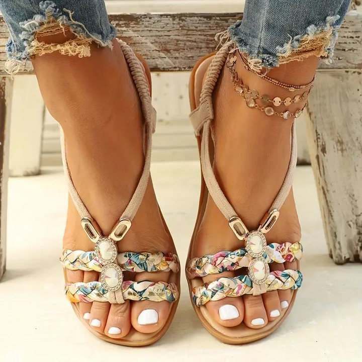W&W Mode | Sandalen Slip On Elastische Riemen Flache Sandalen Sommerschuhe