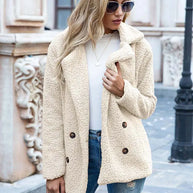 WW | Doppelt Knöpfbar Kurz Teddyjacke Winterjacke für Damen