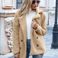 WW | Doppelt Knöpfbar Kurz Teddyjacke Winterjacke für Damen