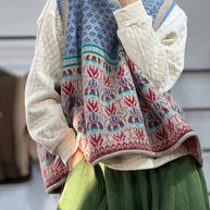 W&W - Übergroße Print-Wollstrickweste