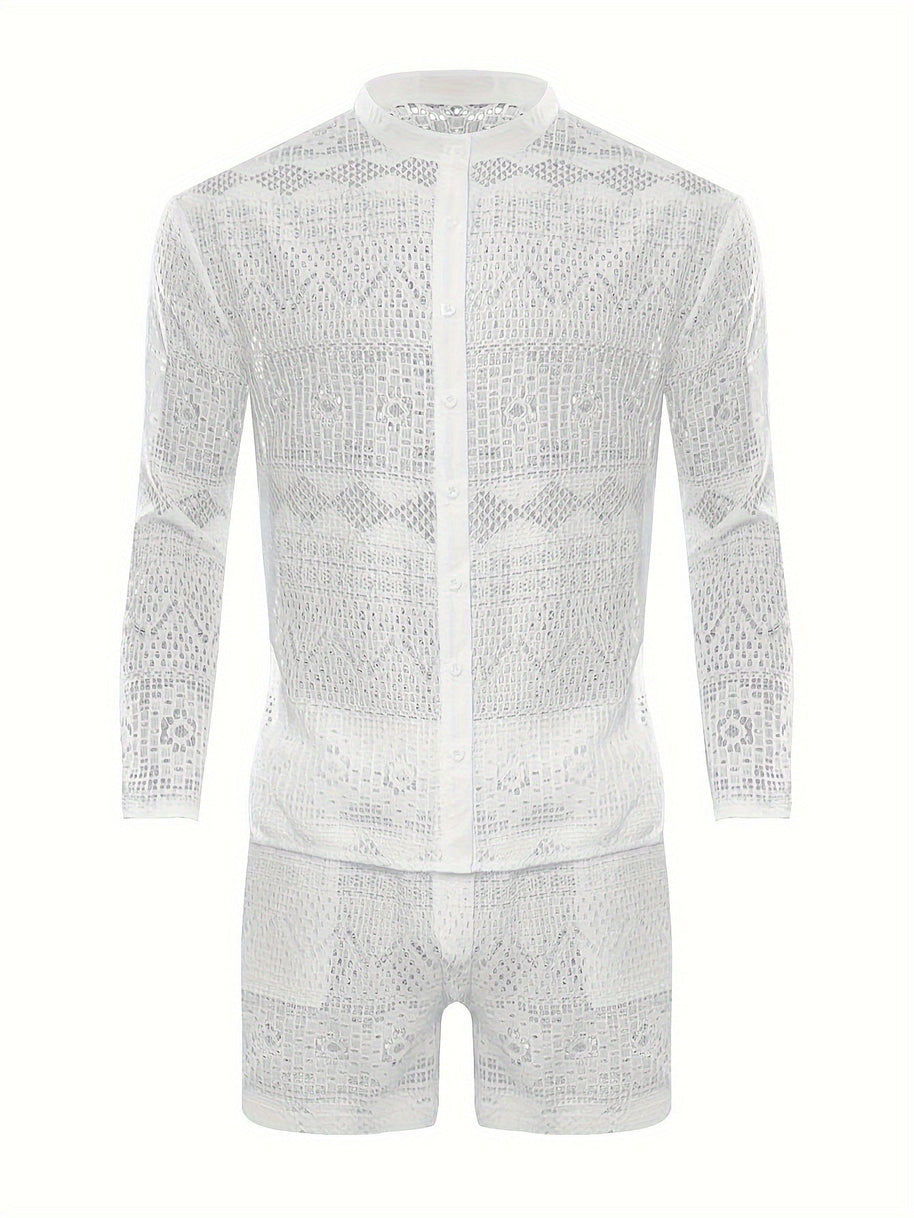 WW | Stilvolle Spitzen Satz Für Herren Perfekt Für Sommer & Strandpartys