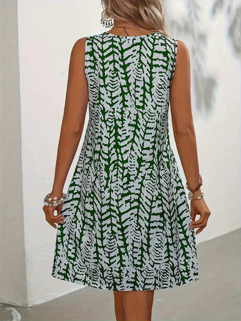 Damen-Sommerkleid mit Druck und ärmellosem Schnitt