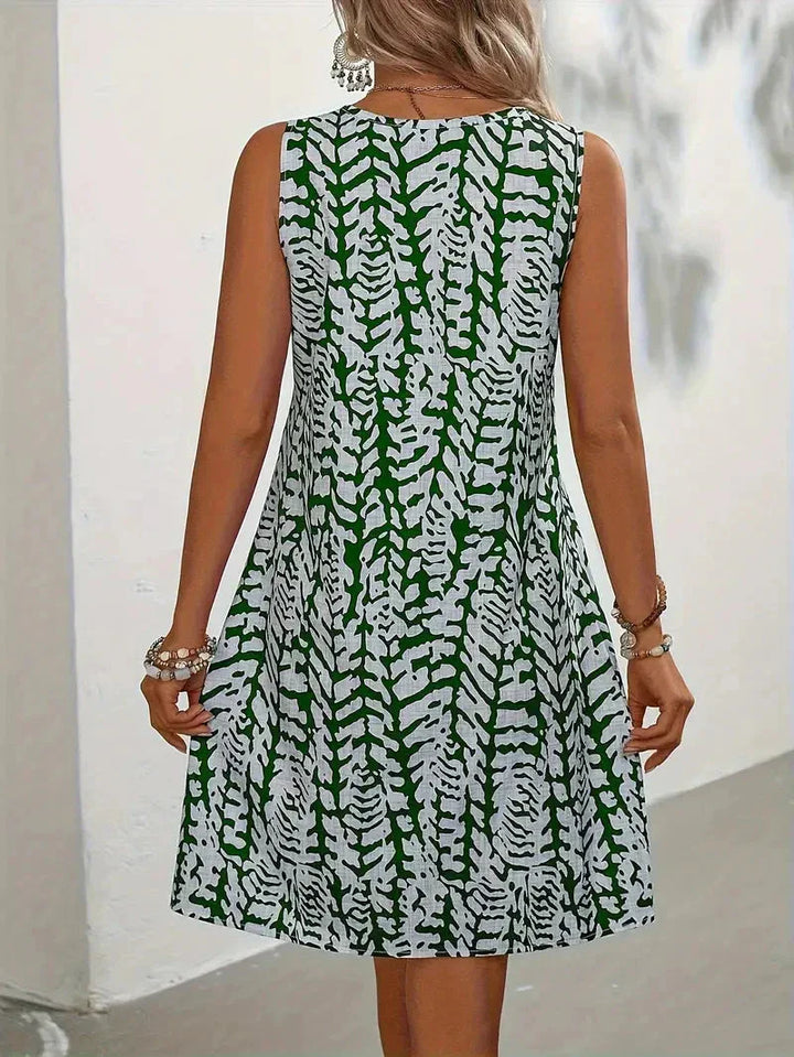 Damen-Sommerkleid mit Druck und ärmellosem Schnitt