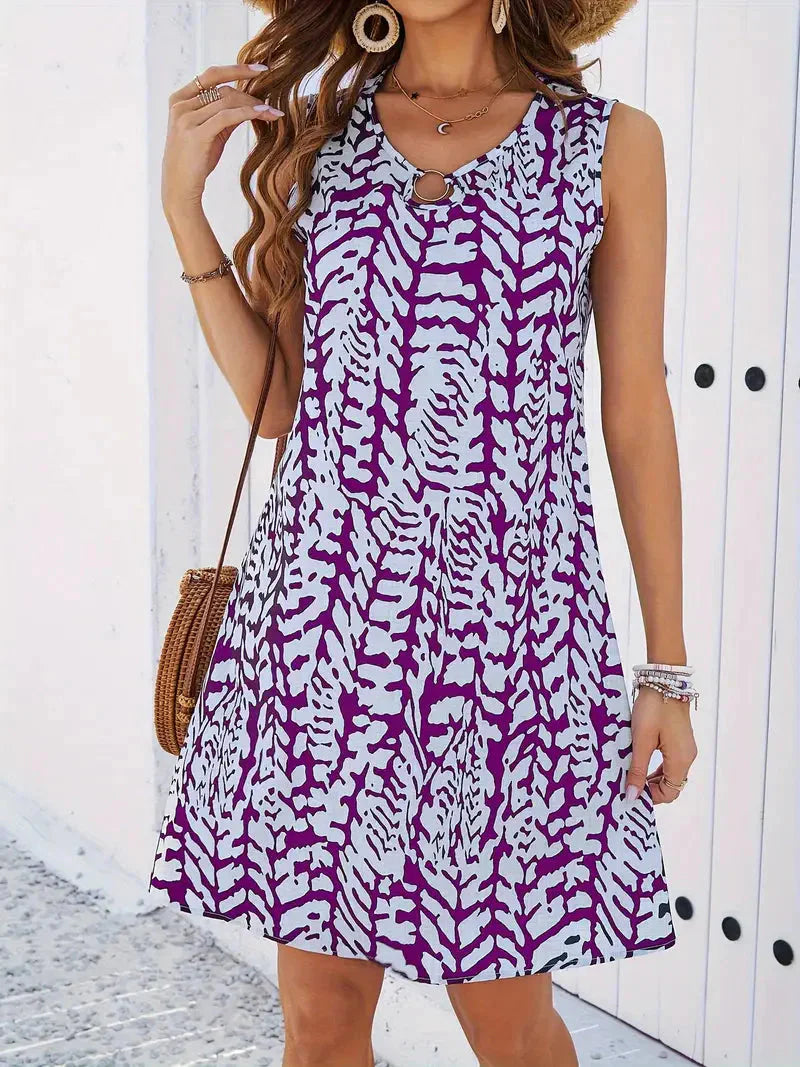 WW | Bedrucktes Kleid Ärmelloses Minikleid für den Sommer