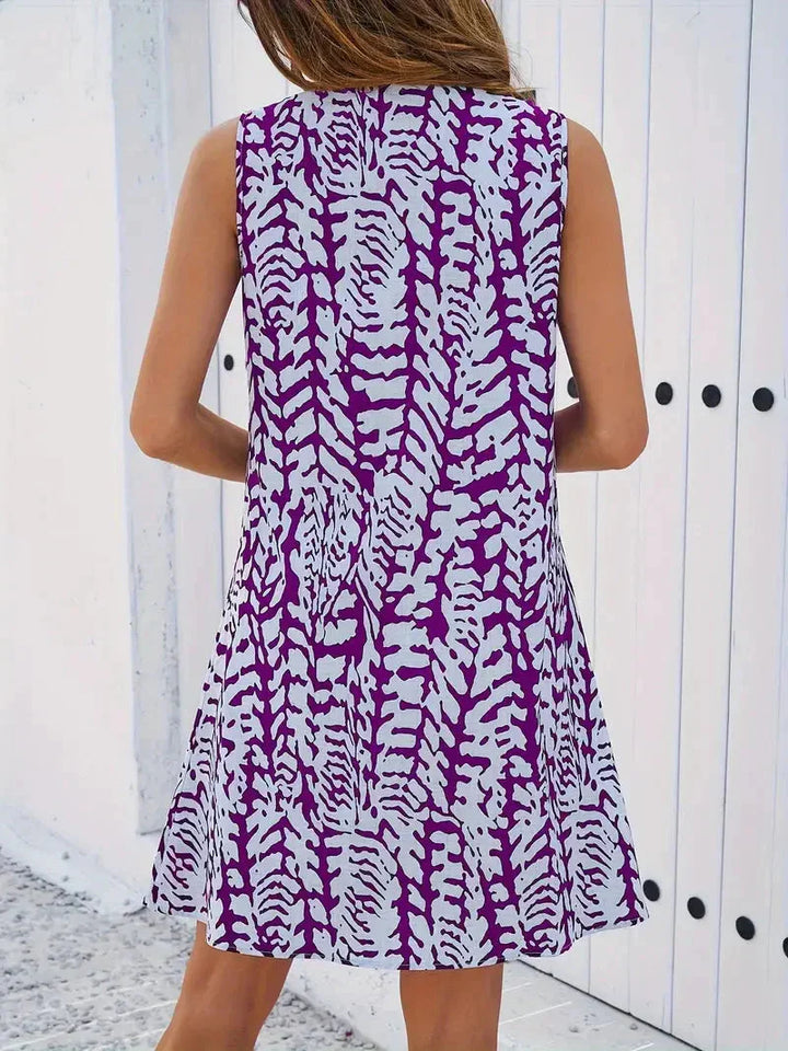 Damen-Sommerkleid mit Druck und ärmellosem Schnitt