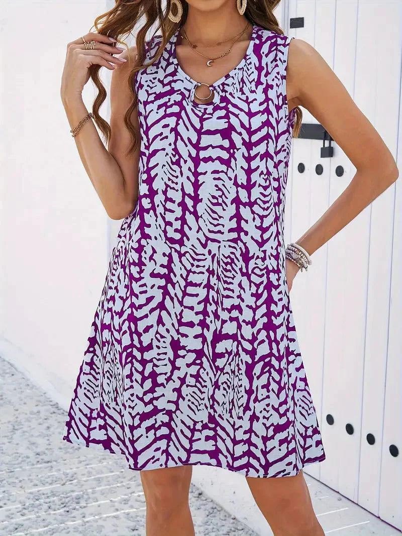 WW | Bedrucktes Kleid Ärmelloses Minikleid für den Sommer