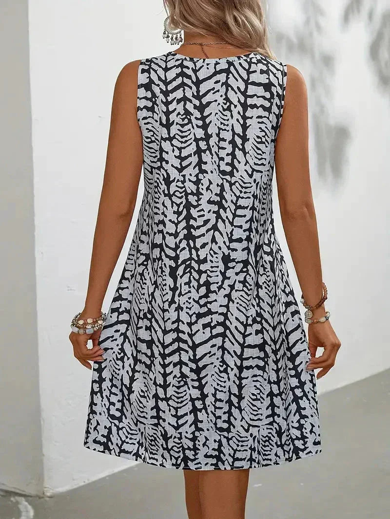 W&W Mode | Bedrucktes ärmelloses Kleid für Damen