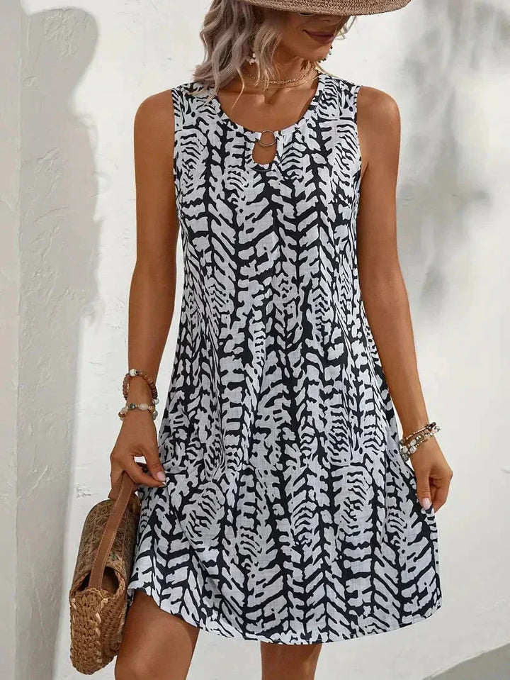 W&W Mode | Bedrucktes ärmelloses Kleid für Damen