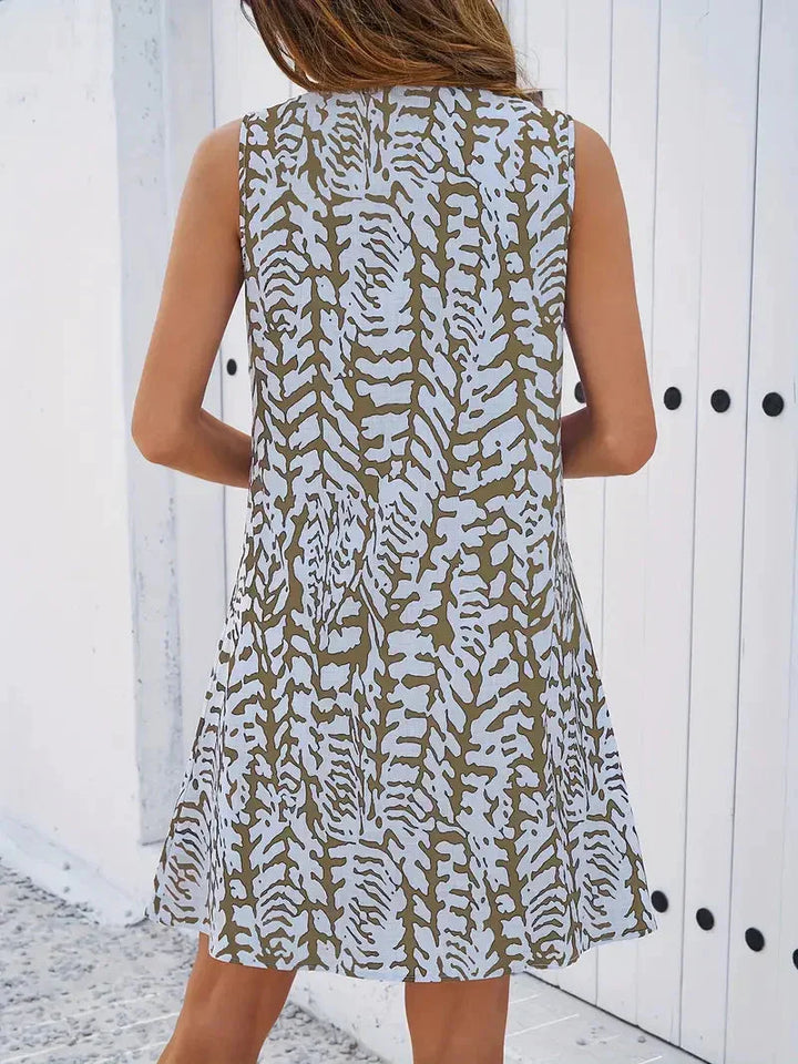 Damen-Sommerkleid mit Druck und ärmellosem Schnitt