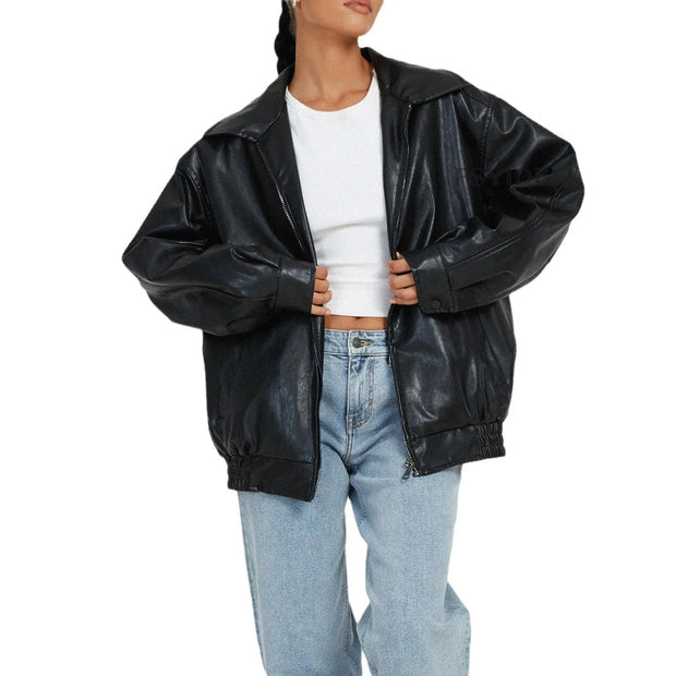 WW | Moderne Oversized Lederjacke für Damen