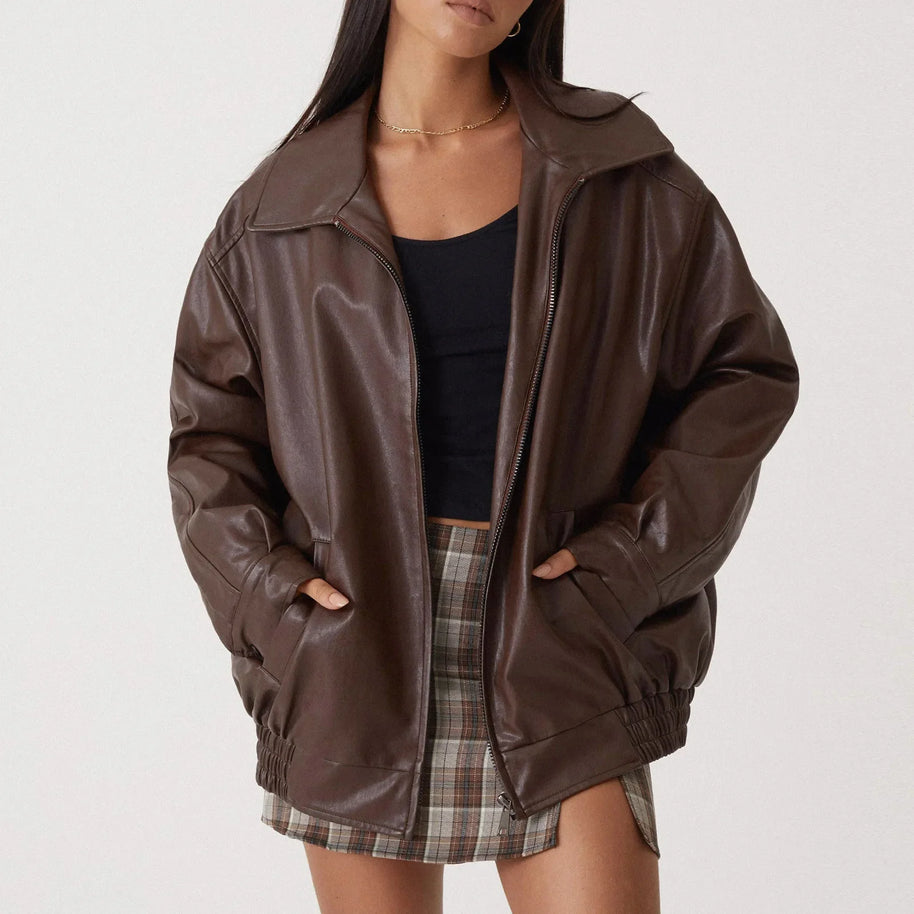 WW | Moderne Oversized Lederjacke für Damen