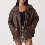 WW | Moderne Oversized Lederjacke für Damen