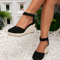 WW | Trendy Wedge Sandalen Mit Knöchelriemen Für Damen