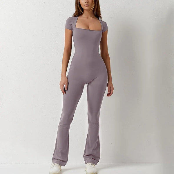 Bodycon Jumpsuit mit ausgestellten Hosen