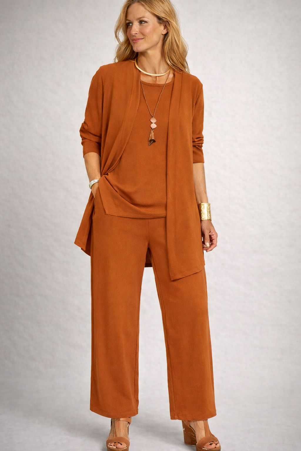 W&W Mode | Damen 3-Teiliges Set mit Cardigan und Weiter Hose