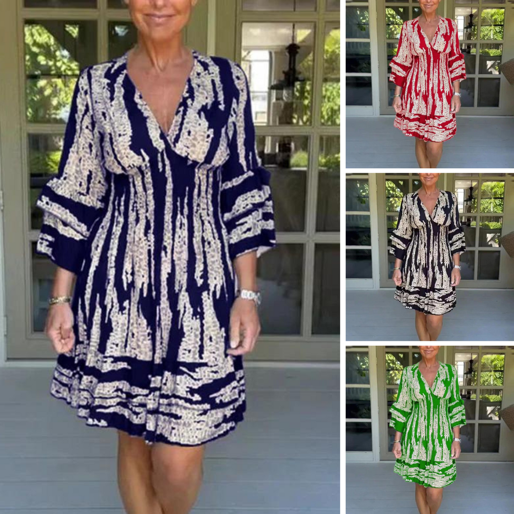 WW | Partykleider Doppel-Lagen Kleid mit Langen Ärmeln und Rüschen für Den Sommer