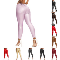 WW | Leder Leggings Fitness Hosen Ohne Bauch