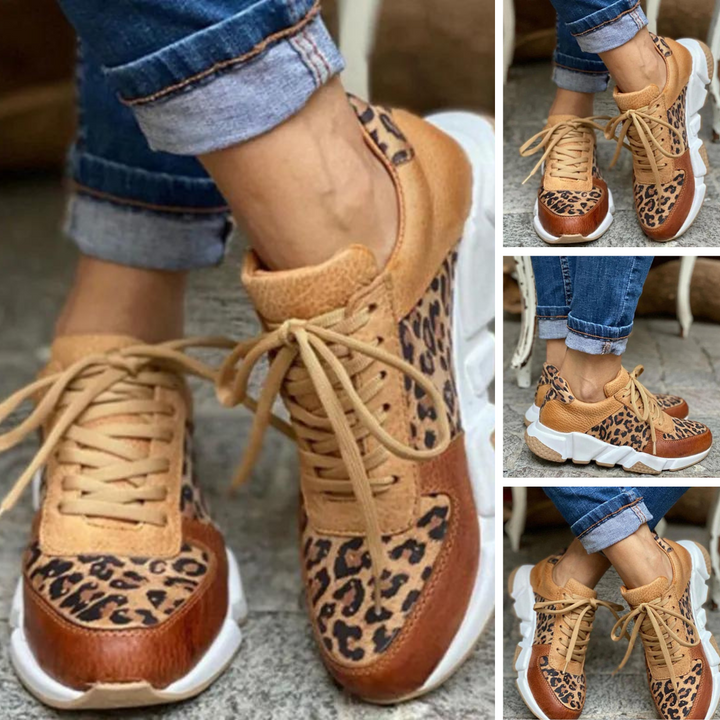Lässige vulkanisierte Leoparden-Sneakers mit dicken Sohlen