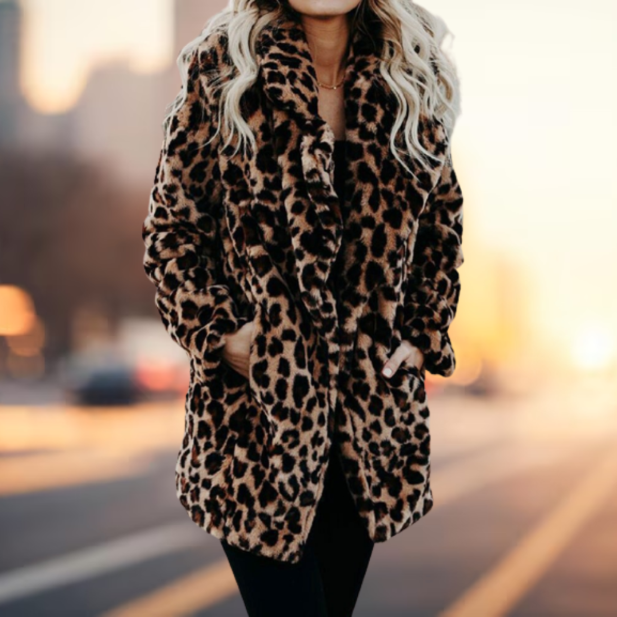 WW - Damen Leopardenmantel für mutige Wintermode