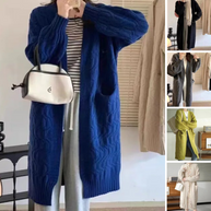 Der lässige dicke gestrickte lange Mantel