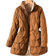 WW | Damen Steppjacke - Mittellang - Hoher Kragen - Knopfverschluss - Tailored Fit