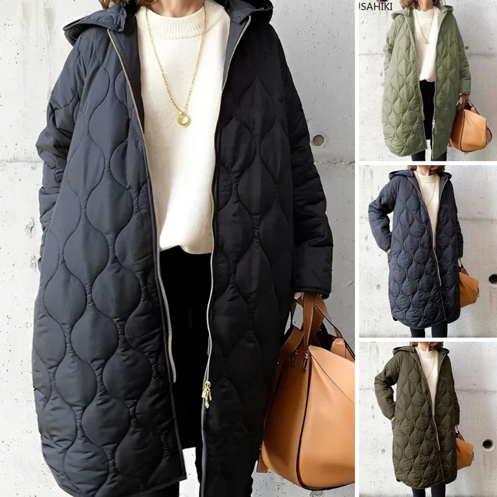 W&W Mode | Lässiger Parka mit Kapuze aus Argyle-Stoff für Damen