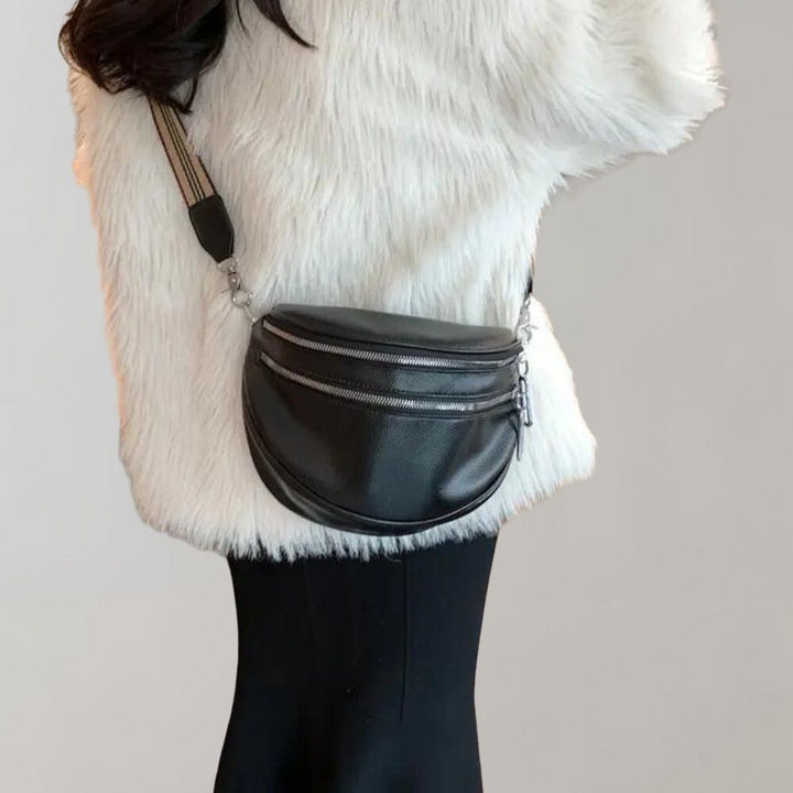 W&W Mode | Elegante Multi-Zip Leder Crossbody Tasche für Damen
