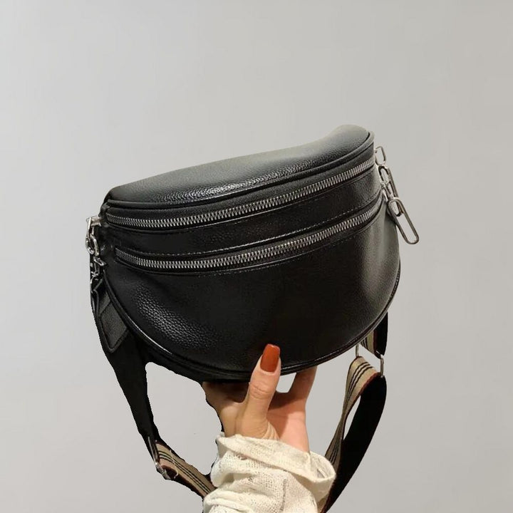 W&W Mode | Elegante Multi-Zip Leder Crossbody Tasche für Damen