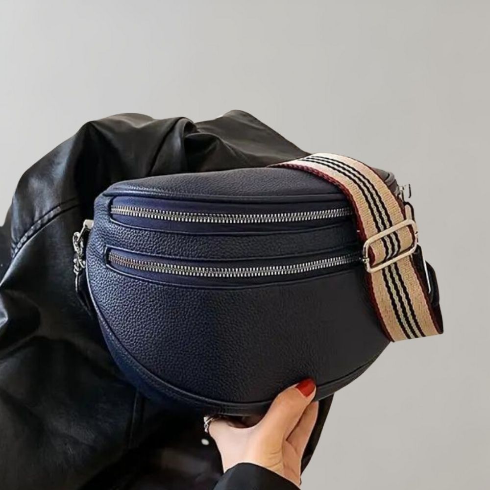 W&W Mode | Elegante Multi-Zip Leder Crossbody Tasche für Damen
