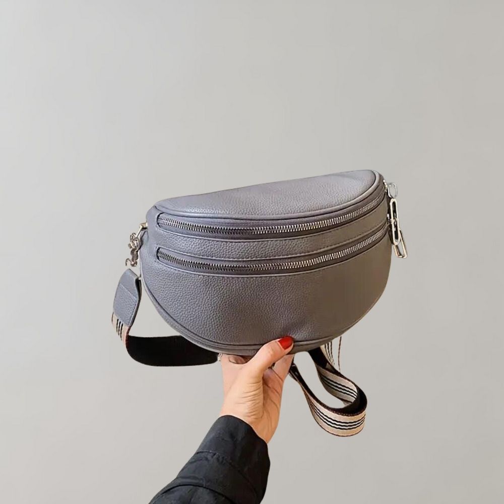 W&W Mode | Elegante Multi-Zip Leder Crossbody Tasche für Damen