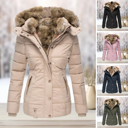 WW | Elegante Winter-Pelzjacke mit Kapuze 2024