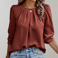 WW | Bluse Damen Falten Puffärmel Bluse