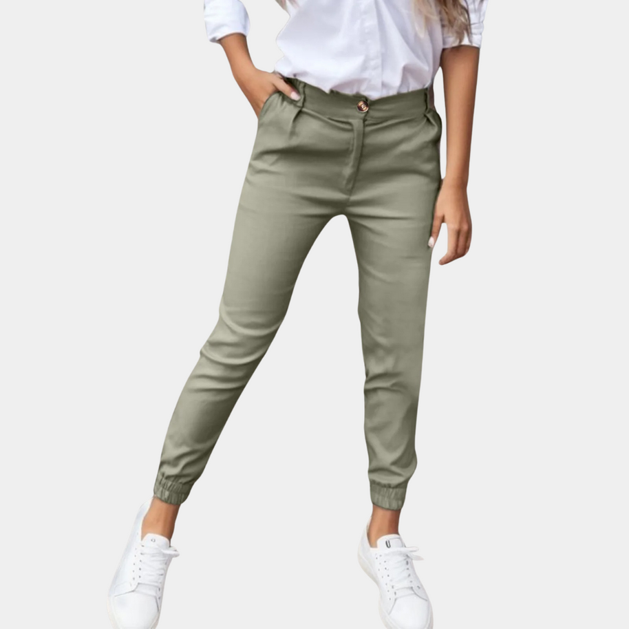 WW | Chino Jogger Hose - Bequeme Stoffhose mit Bündchen & Slim Fit Look für Alltag & Büro