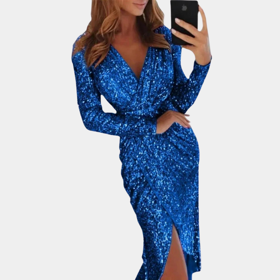 WW | Damen Paillettenkleid mit Schlitz Vorne