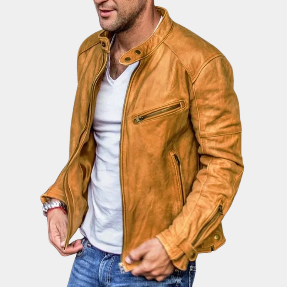 WW | Klassische Wetterfeste Lederjacke für Männer