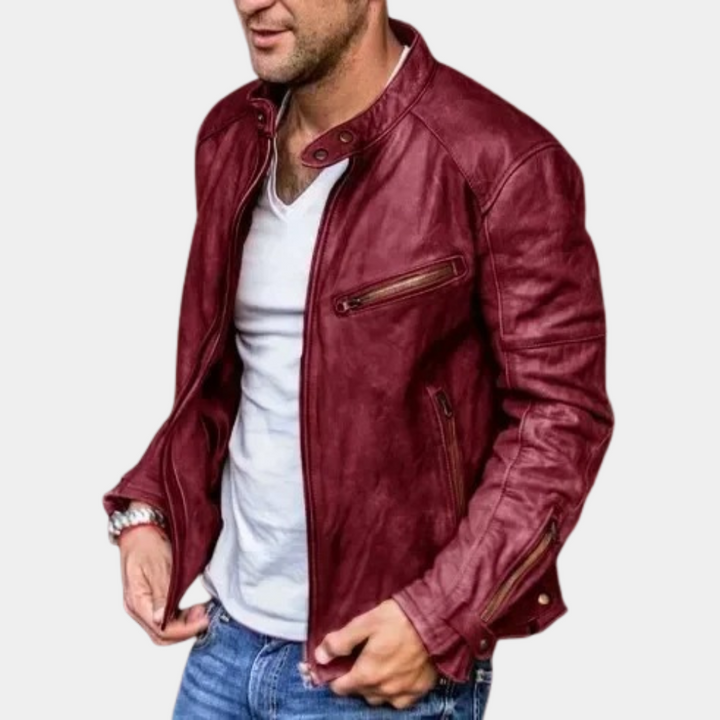 W&W Mode | Klassische Wetterfeste Lederjacke für Männer