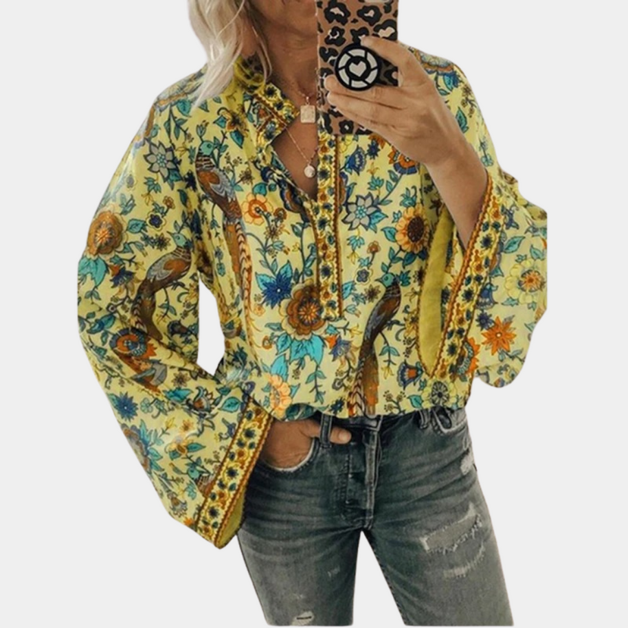WW | Leichte Und Elegante Langärmlige Bluse Mit Stilvollem Muster