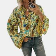 WW | Leichte Und Elegante Langärmlige Bluse Mit Stilvollem Muster