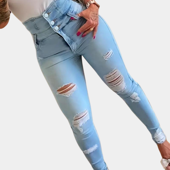 W&W Mode | Zerrissene High Waist Jeans Für Damen
