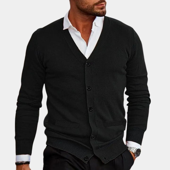 W&W Mode | Luxuriöse Herrenstrickjacke mit Knöpfen
