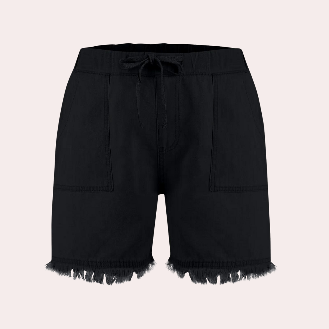WW | Einfache Passform mit Fransen Jeansshorts für Frauen