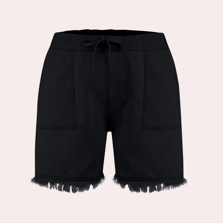 W&W Mode | Einfache Passform mit Fransen Jeansshorts für Frauen