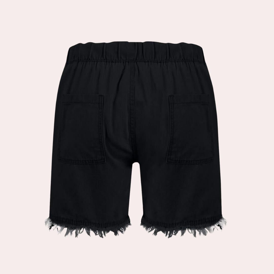 WW | Einfache Passform mit Fransen Jeansshorts für Frauen