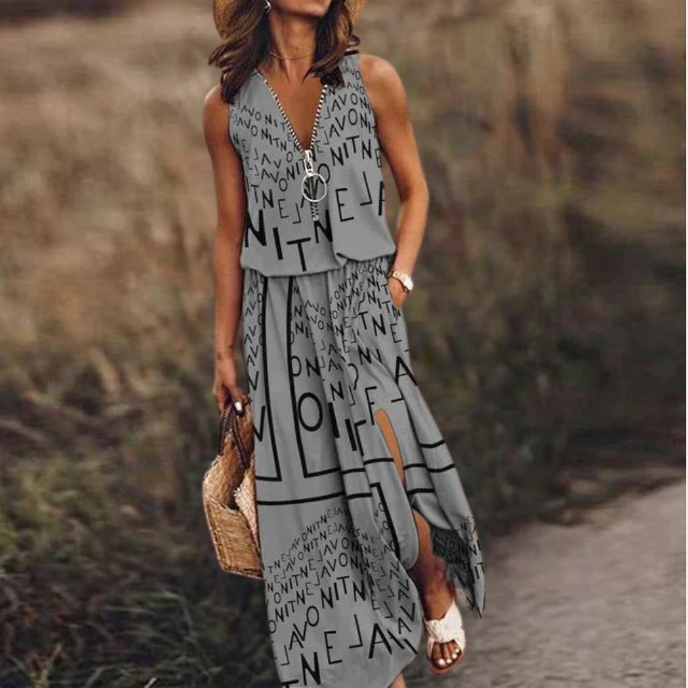 W&W Mode | Maxi Damenkleid mit Textdruck