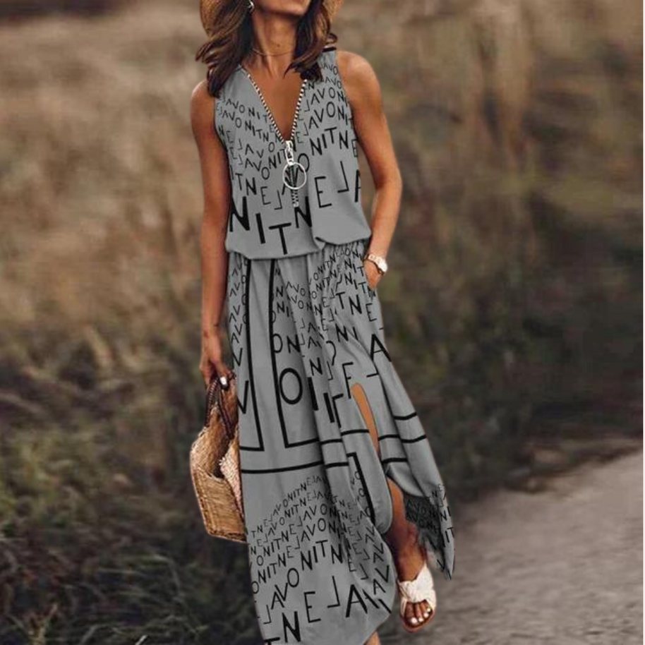 WW | Maxi Damenkleid mit Textdruck
