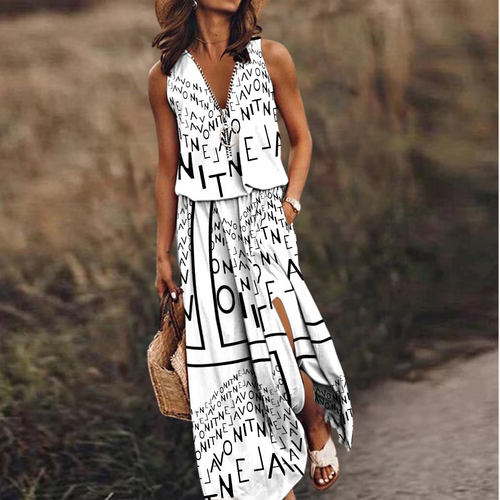 WW | Maxi Damenkleid mit Textdruck