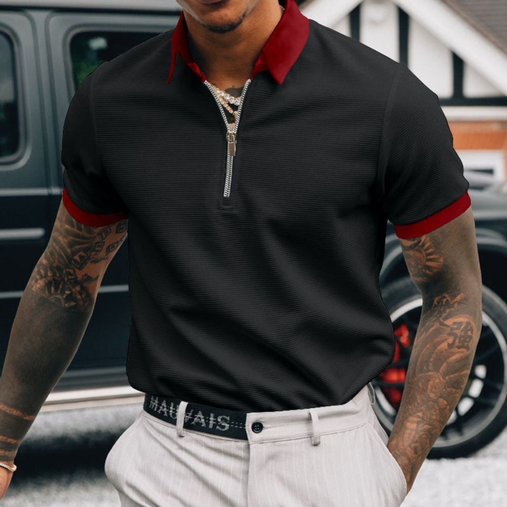 WW | Halber Reißverschluss Kragen Poloshirt Für Herren Leichtgewichtig & Trendy