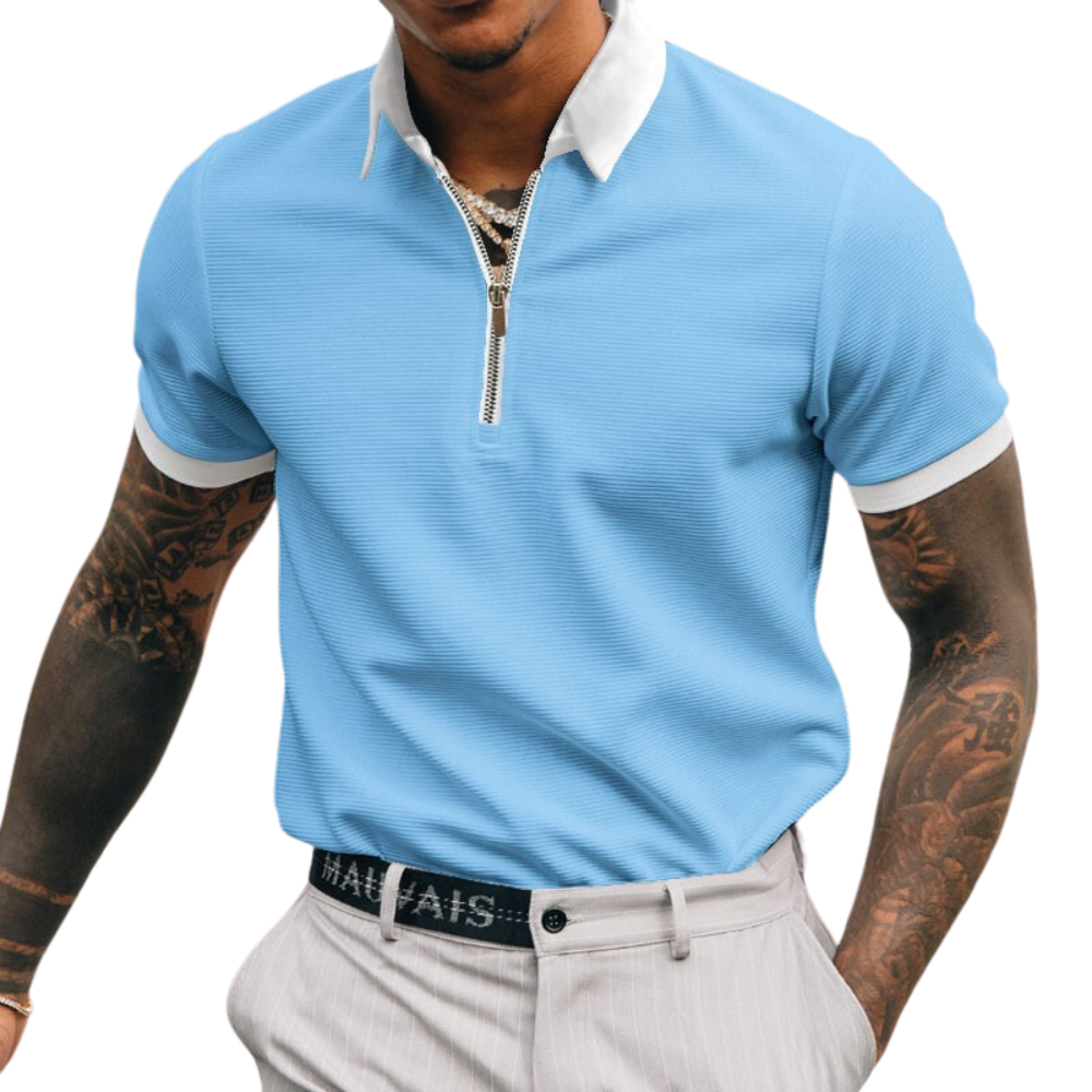 WW | Halber Reißverschluss Kragen Poloshirt Für Herren Leichtgewichtig & Trendy
