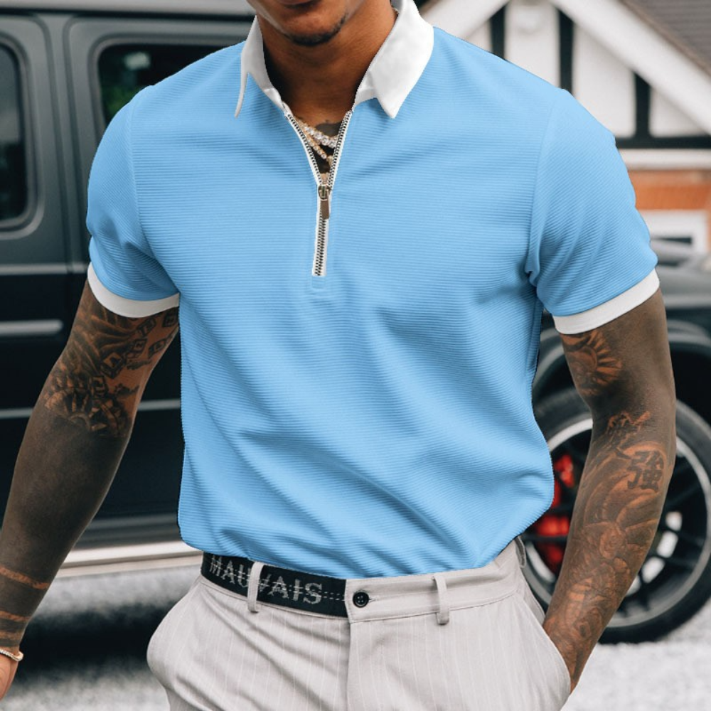 WW | Halber Reißverschluss Kragen Poloshirt Für Herren Leichtgewichtig & Trendy
