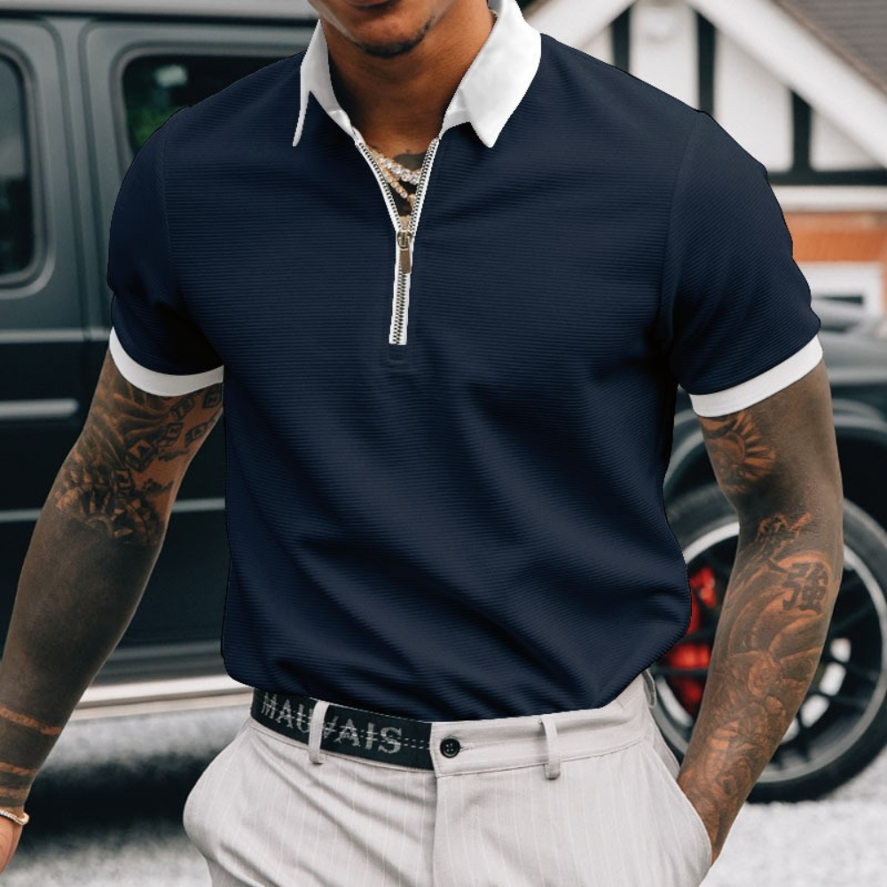 WW | Halber Reißverschluss Kragen Poloshirt Für Herren Leichtgewichtig & Trendy